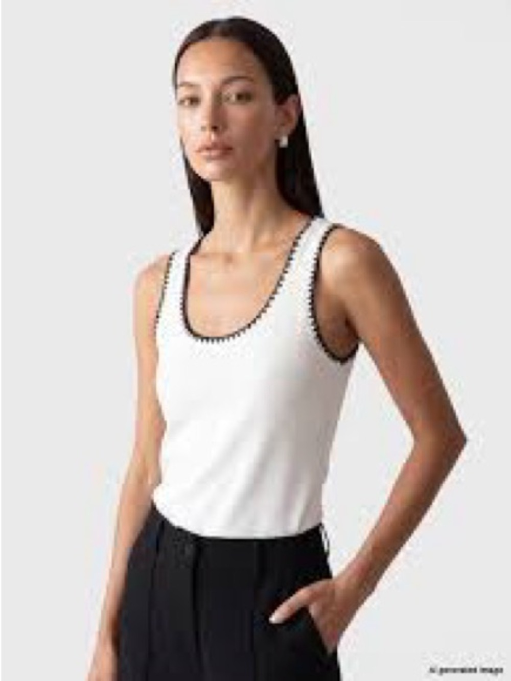 Massimo Dutti White Tank Top with Black Contrast Trim